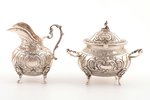 set of 3 items (miniature size): sugar-bowl, cream jug, tray, A835 standard, total weight of items 4...