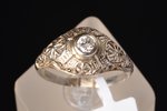 a ring, gold, 750, 18 k standard, 2.63 g., the size of the ring 18.5, diamonds, ~ 0.2 ct...