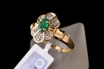 a ring, gold, 750 standard, 3.83 g., the size of the ring 17.5, diamonds, emerald...