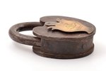 padlock, Tsvetov brothers factory, metal, Russia, the 19th cent., 13.1 x 8.6 x 3.2 cm, weight 784 g...