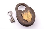 padlock, Tsvetov brothers factory, metal, Russia, the 19th cent., 13.1 x 8.6 x 3.2 cm, weight 784 g...