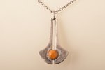 a necklace, silver, 875 standard, amber, Riga Jewelry Factory, Riga, Latvia, USSR, necklace length 5...