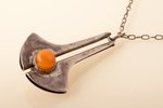 a necklace, silver, 875 standard, amber, Riga Jewelry Factory, Riga, Latvia, USSR, necklace length 5...