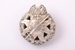 badge, Latvian Riflemen battalion, LSB, Latvia, Russia, beginning of 20th cent., 42 x 37 mm, crown o...