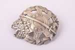 badge, Latvian Riflemen battalion, LSB, Latvia, Russia, beginning of 20th cent., 42 x 37 mm, crown o...