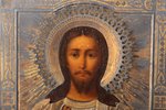 icon, Jesus Christ Pantocrator, in icon case, board, silver, painting, guilding, 84 standard, Moscow...
