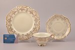 tea trio, porcelain, M.S. Kuznetsov manufactory, Riga (Latvia), 1937-1940, Ø (saucers) 20.6 / 15.3 c...
