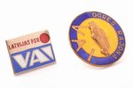 pair of badges, VAI of Ogre district and Latvian SSR VAI, Latvia, USSR, Ø 29.2 / 16.5 x 21.5 mm, nut...