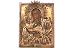 икона, Симеон Богоприимец с младенцем, в киоте, доска, серебро, живопиcь, золочение, вес оклада 35,8...