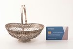 candy-bowl, silver, 88 standard, 192.30 g, filigree, 14.8 x 11.5 cm, h (with handle) 14 cm, 1818, Mo...