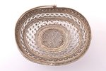 candy-bowl, silver, 88 standard, 192.30 g, filigree, 14.8 x 11.5 cm, h (with handle) 14 cm, 1818, Mo...