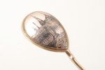 teaspoon, silver, 84 standard, 24.45 g, niello enamel, gilding, 14.6 cm, Levin Stepan Kuzmich factor...