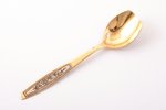 sugar spoon, silver, 875 standard, 22 g, niello enamel, gilding, 13.1 cm, artel "Severnaya Chern", 1...