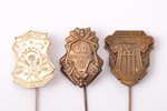 set of 3 badges: Liepāja Agricultural Exhibition and 2 badges of Song Festival, metal, Latvia, the 3...