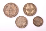 a set, 1861-1890, 4 coins: 5 kopecks (1890), 10 kopecks (1861), 15 kopecks (1876), 20 kopecks (1865)...
