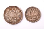 komplekts, 1861-1890 g., 4 monētas: 5 kapeikas (1890), 10 kapeikas (1861), 15 kapeikas (1876), 20 ka...