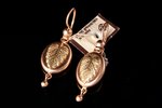 earrings, gold, 583 standard, 6.05 g., the item's dimensions 4.2 x 1.4 cm, Riga Jewelry Factory, Rig...