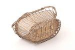 wine bottle basket, silver plated, metal, h (with handle) 19 cm, base 17 x 9.3 cm...
