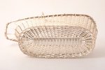 wine bottle basket, silver plated, metal, h (with handle) 20.8 cm, base 20 x 9 cm...