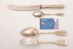 flatware set of 4 items, silver/metal, 84 standard, total weight of items 285.75 g, including knife...