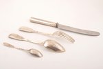 flatware set of 4 items, silver/metal, 84 standard, total weight of items 285.75 g, including knife...