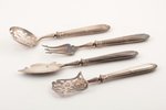 flatware set of 4 items, silver/metal, 950 standard, total weight of items 134.35 g, 15.8 - 18 cm, F...