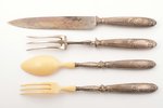meat carving set of 4 items, silver/metal, 950 standard, total weight of items 364.45 g, bone, 27.5...