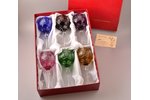 set of 6 champagne glasses, Cristalleries De Lorraine, multicolor crystal, France, the middle of the...