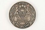 table medal, For diligence, Ministry of agriculture, silver, Latvia, 20-30ies of 20th cent., 40 x 5...