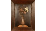 Bercs Stefans (1839-1961), Vase with flowers, 1929, metal carving, 30.5 x 22 cm...