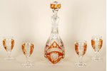 carafe, small glass, set of 5 items, Ilguciems glass factory, the 20-30ties of 20th cent....