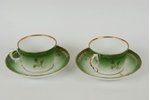 tea pair, 2 psc., M.S. Kuznetsov manufactory, Russia, the beginning of the 20th cent., 14 cm...