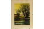 Duškins Pauls (1928-1996), Ainava ar kokiem, papīrs, akvarelis, 30 x 20.5 cm...