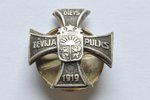 badge, 1st cavalry regiment, tiny badge, silver, Latvia, 20-30ies of 20th cent., 20 x 20 mm...