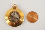 kabatas pulkstenis, "Raketa", PSRS, 20gs. 60-70tie gadi, metāls, zeltījums, diametrs - 40 мм...