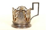 tea glass-holder, silver, "Grapes bunch", 875 standard, 87.8 g, 1954, Moscow, USSR...