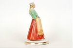 статуэтка, Девушка в народном костюме, фарфор, Рига (Латвия), фабрика Якоба Ессена, 40-е годы 20го в...