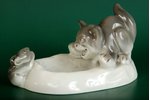 figurine, A cat and a mouse, porcelain, Riga (Latvia), M.S. Kuznetsov manufactory, the 30ties of 20t...
