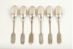 set, spoon, silver, 6 psc., 84 standard, 169 g, 1908, Moscow, Russia...