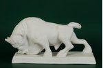 figurine, Bull, bisque, USSR, LFZ - Lomonosov porcelain factory, the 30ties of 20th cent., 15 x 27 c...