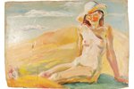 Reinholds Imants (1942), Nude, ~1970-ые, carton, oil, 49 x 70 cm...