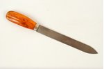 нож для писем, серебро, с янтарной ручкой, 21.5 см, 875 проба, 29.9 г, 20-30е годы 20го века, Латвия...