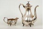 set, small teapot, cream jug, silver, author Bakstat, Tartu, 84 standard, 103.2 + 363.7 g, the 2nd h...