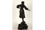 figurine, "Girl on a timber", A.Solovyova, cast iron, 33 cm, weight ~3560 g., USSR, Kusa, 1920-ые...