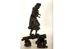 statuete, "Jauniete uz baļķa", A.Solovjova, čuguns, 33 cm, svars ~3560 g., PSRS, Kusa, 1920-ые g....