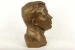 bust, Yuriy Gagarin, A.Sergeyev, bronze, 18 cm, USSR, sculptor's work, 1977...