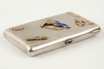cigarette case, silver, Jaughtclub, enamels, golden overlay, 875 standard, the 20-30ties of 20th cen...