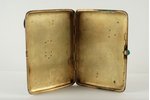 cigarette case, silver, monogramm with 6 rubys, 8 diamonds and 4 replaced stones, 875 standard, 157....
