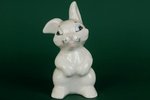 figurine, Hare, porcelain, Riga (Latvia), Riga porcelain factory, the 90ies of 20th cent., 10 cm...