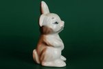 figurine, Hare, porcelain, Riga (Latvia), Riga porcelain factory, the 90ies of 20th cent., 10 cm...